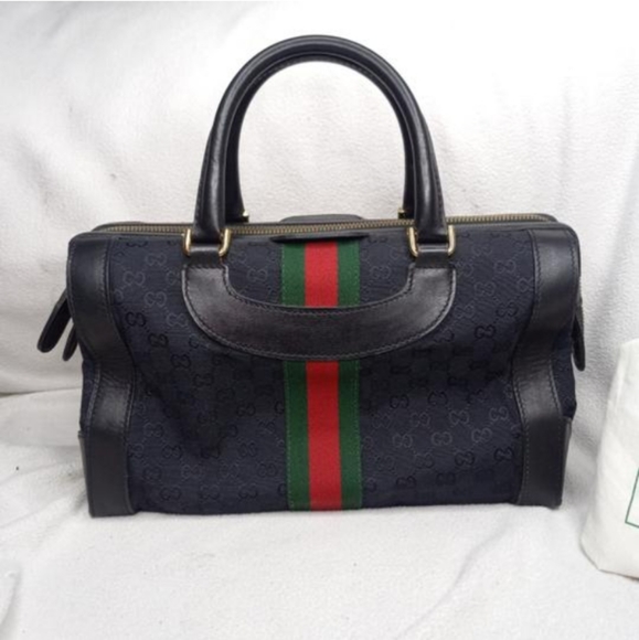 Authentic Vintage Gucci GG Monogram Supreme Sherry Web Ophidia Boston Doctor Bag - Picture 3 of 10